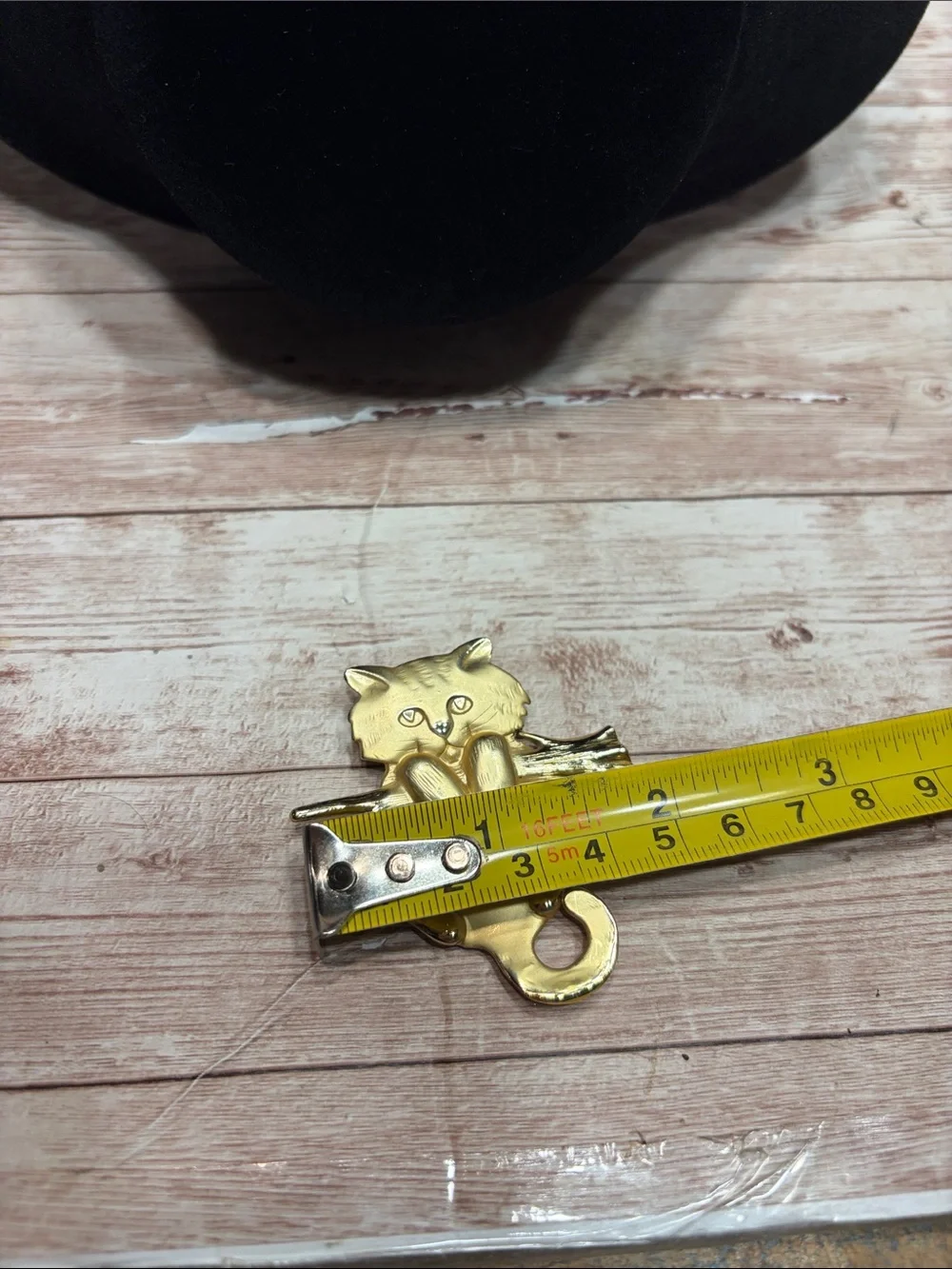 Vintage AJC Gold Cat Brooch Pin - Shiny Gold Cat Accessory